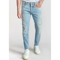 Jeans ajusté stretch 700/11, longueur 34 bleu en coton Vern