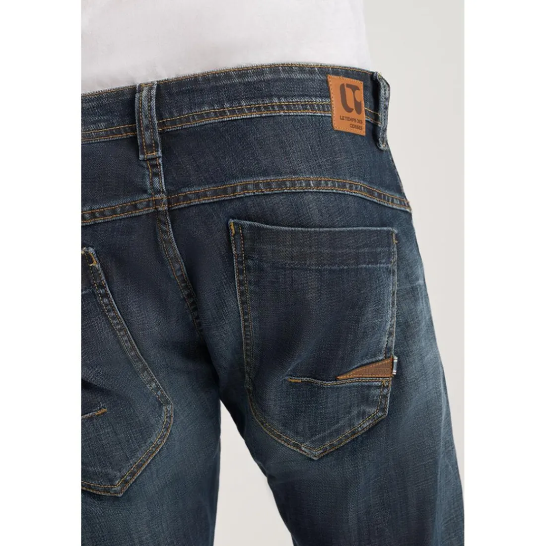 Jeans ajusté stretch 700/11, longueur 34 bleu Tom en coton
