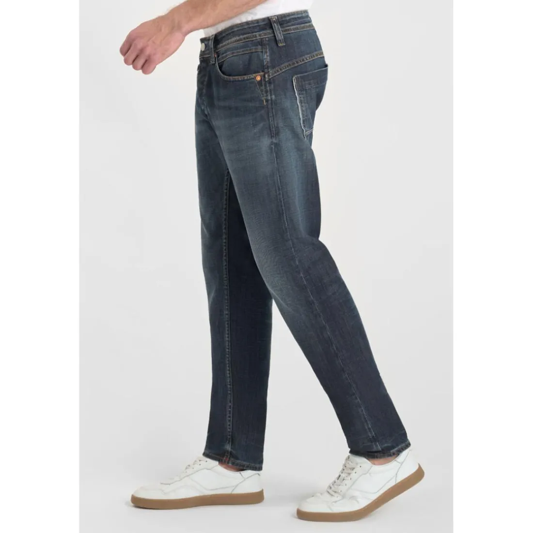 Jeans ajusté stretch 700/11, longueur 34 bleu Tom en coton