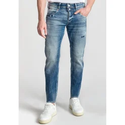 Jeans ajusté stretch Beny 700/11, longueur 34 bleu en coton