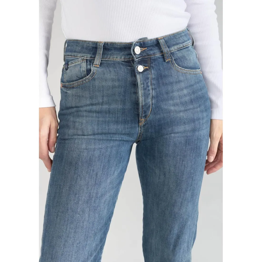jeans Basic 400/19 mom taille haute vintage bleu N°3 en coton