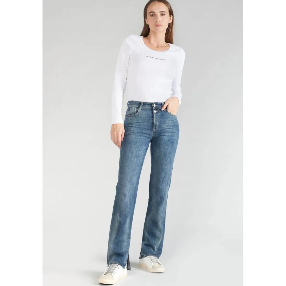jeans Basic 400/19 mom taille haute vintage bleu N°3 en coton