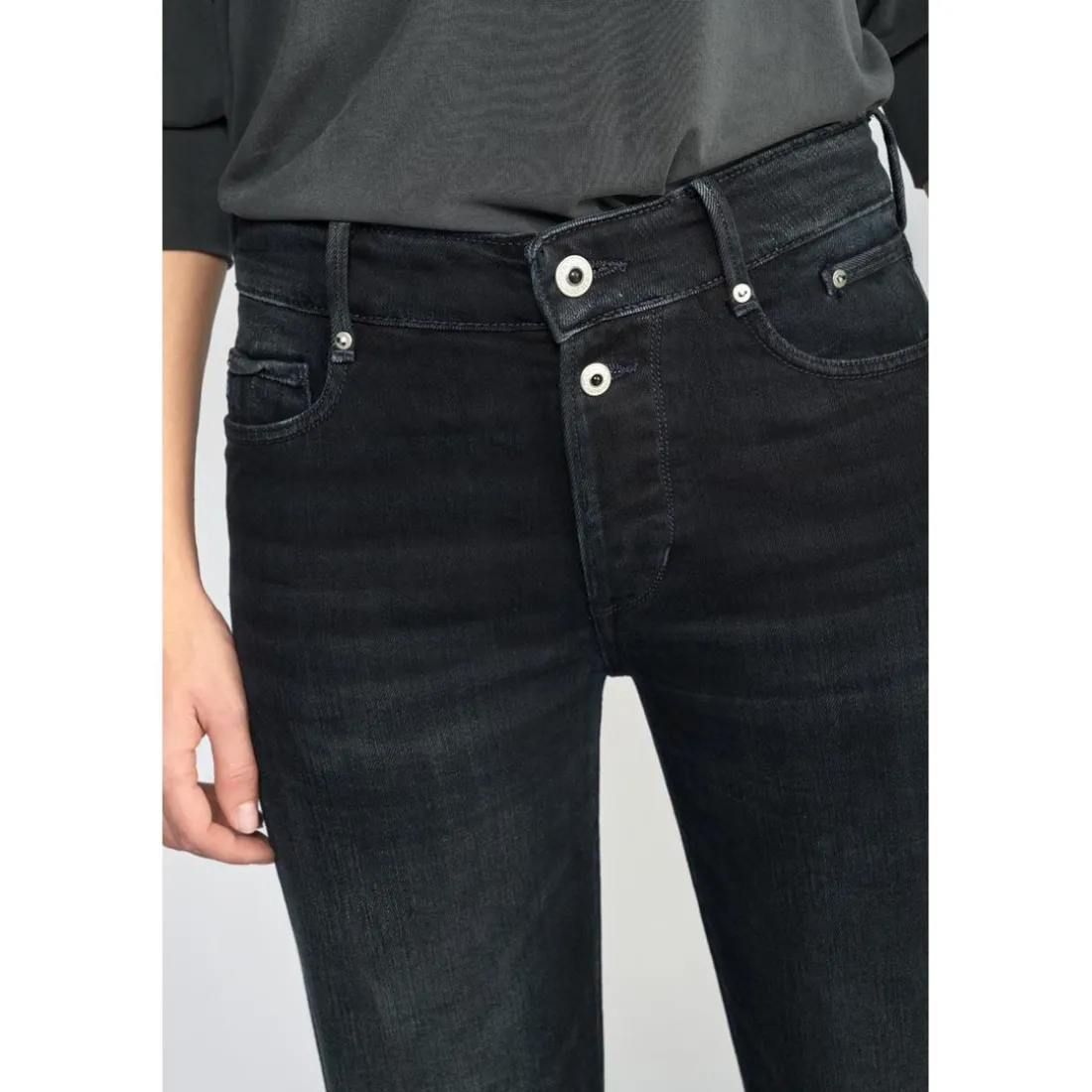 Jeans Basic 400/18 mom taille haute 7/8ème bleu-noir N°1 en coton
