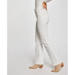 Jeans bootcut poches à rabat blanc en coton