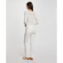 Jeans bootcut poches à rabat blanc en coton