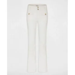 Jeans bootcut poches à rabat blanc en coton