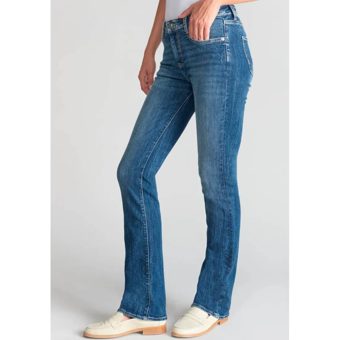 Jeans bootcut POWER bootcut, longueur 34 bleu en coton Gigi
