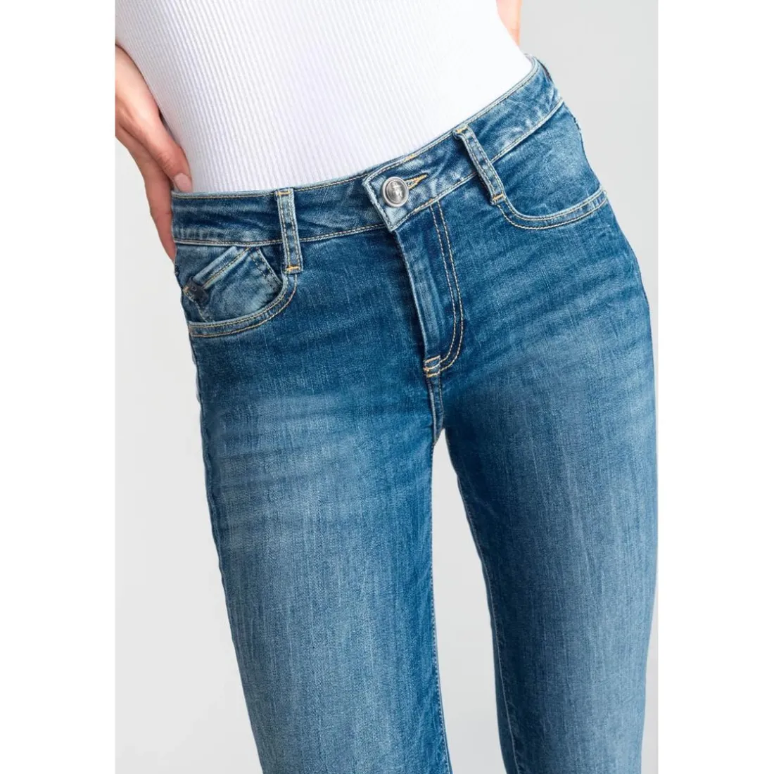Jeans bootcut POWER bootcut, longueur 34 bleu en coton Gigi