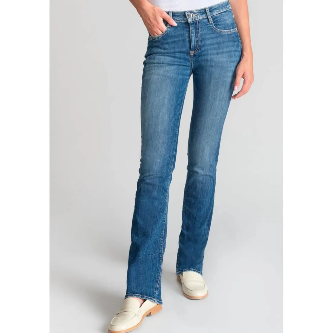 Jeans bootcut POWER bootcut, longueur 34 bleu en coton Gigi