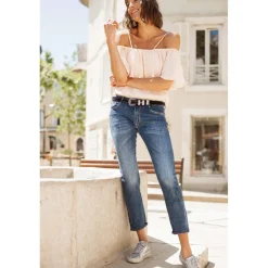 Jeans boyfit 200/43, longueur 34 bleu en coton Ora