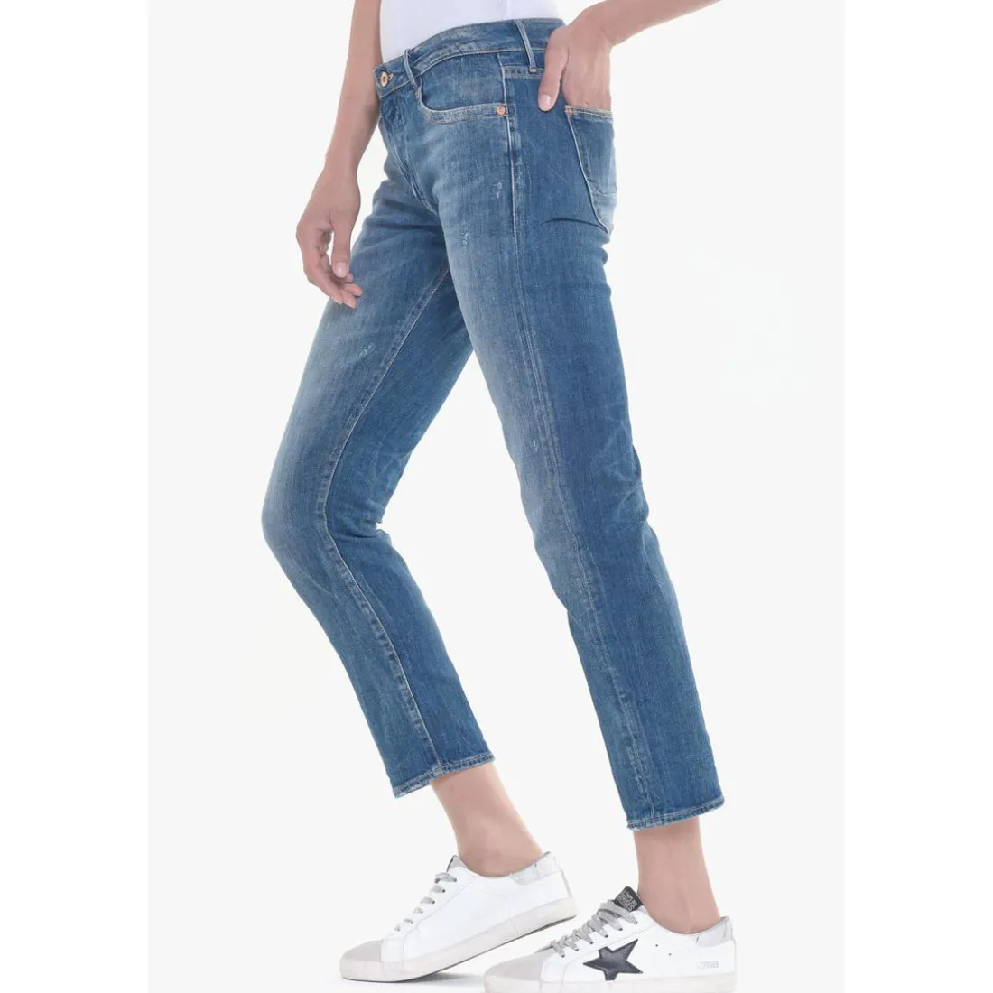 Jeans boyfit 200/43, longueur 34 bleu en coton Ora