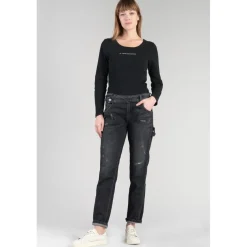 Jeans boyfit 200/43, longueur 34 noir en coton
