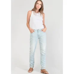 Jeans boyfit 200/43, 7/8ème bleu en coton Pia