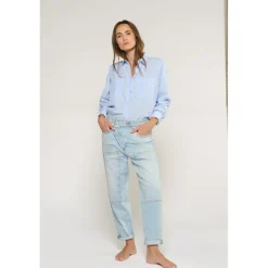 Jeans boyfit cosy, 7/8ème bleu Léa