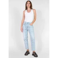 Jeans boyfit cosy, 7/8ème bleu Léa