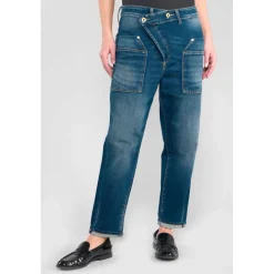Jeans boyfit cosy, 7/8ème bleu Bea en coton
