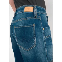 Jeans boyfit cosy, 7/8ème bleu Bea en coton