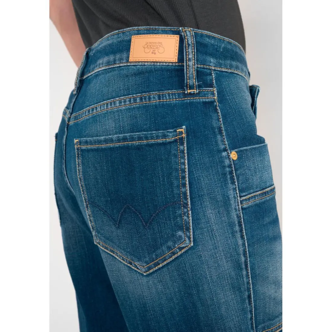 Jeans boyfit cosy, 7/8ème bleu Bea en coton