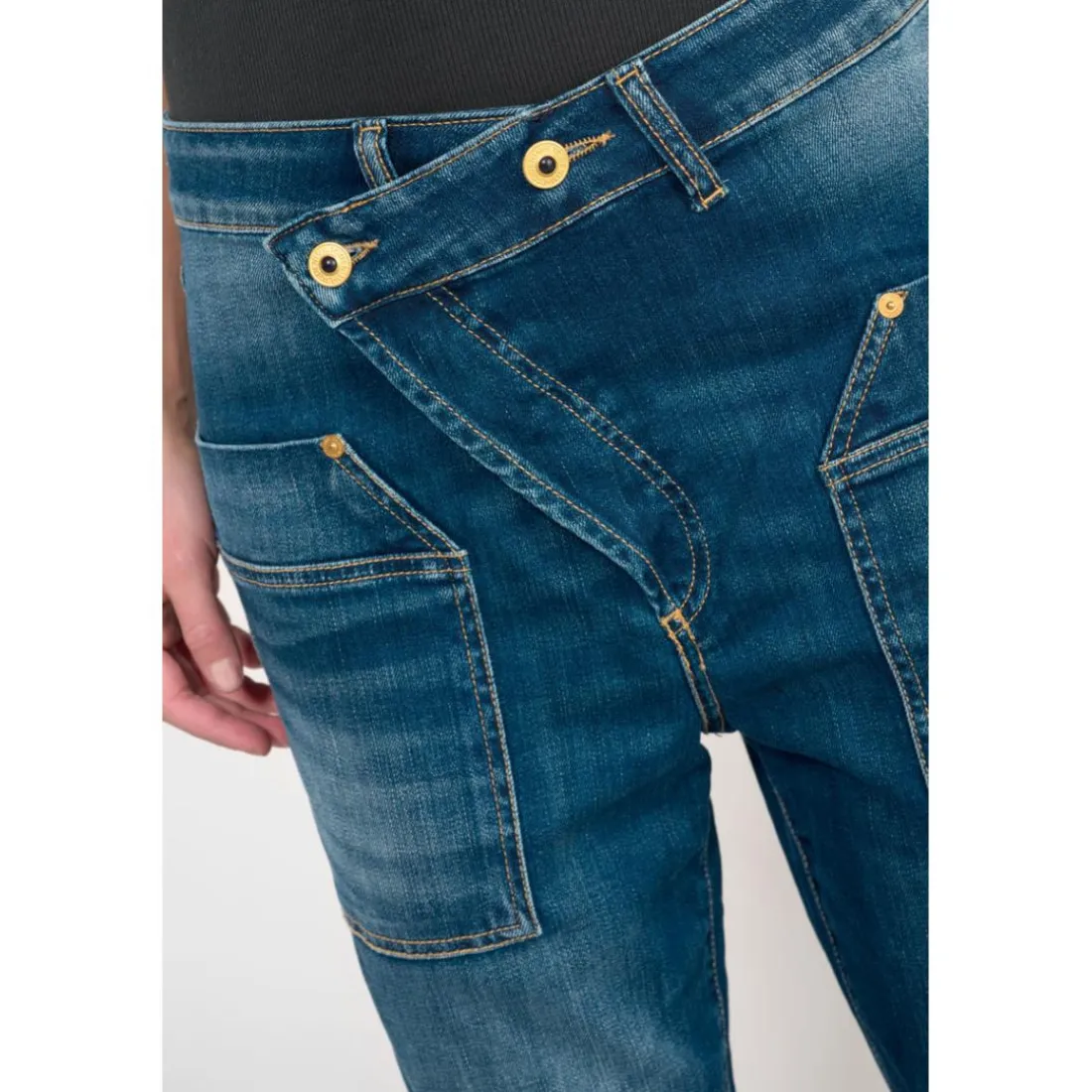 Jeans boyfit cosy, 7/8ème bleu Bea en coton