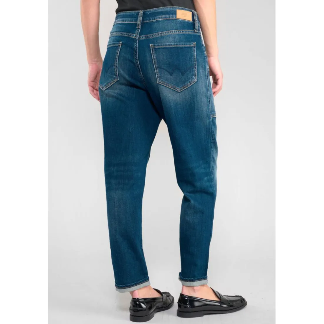 Jeans boyfit cosy, 7/8ème bleu Bea en coton