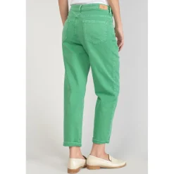 Jeans boyfit cosy, 7/8ème vert en coton Zadie