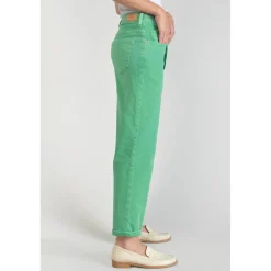 Jeans boyfit cosy, 7/8ème vert en coton Zadie
