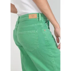 Jeans boyfit cosy, 7/8ème vert en coton Zadie