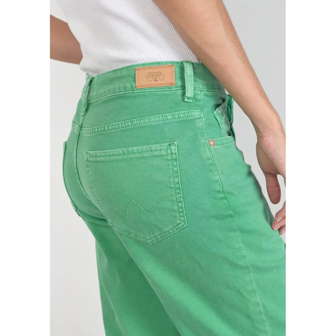 Jeans boyfit cosy, 7/8ème vert en coton Zadie