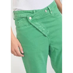 Jeans boyfit cosy, 7/8ème vert en coton Zadie