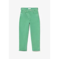 Jeans boyfit cosy, 7/8ème vert en coton Zadie