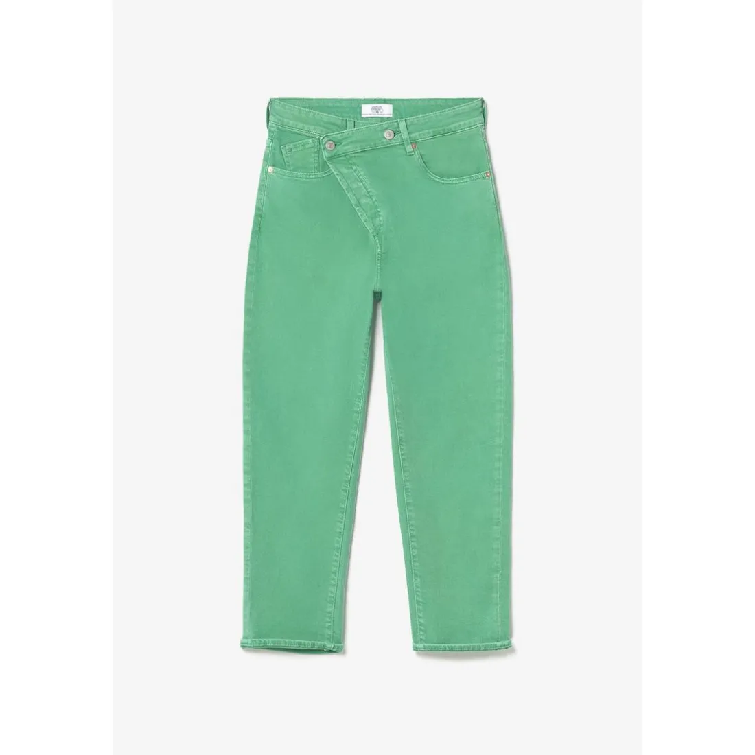 Jeans boyfit cosy, 7/8ème vert en coton Zadie