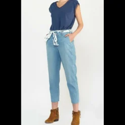Jeans carotte SUNBURY, longueur 34 bleu en coton