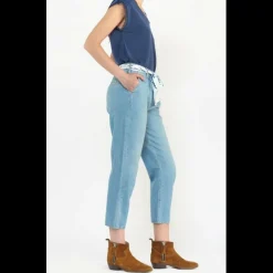 Jeans carotte SUNBURY, longueur 34 bleu en coton