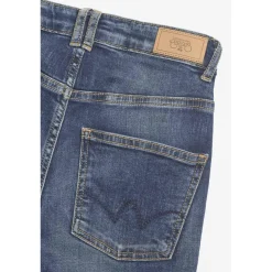 Jeans fille, Basic 400/12 mom taille haute 7/8ème bleu N°2 en coton