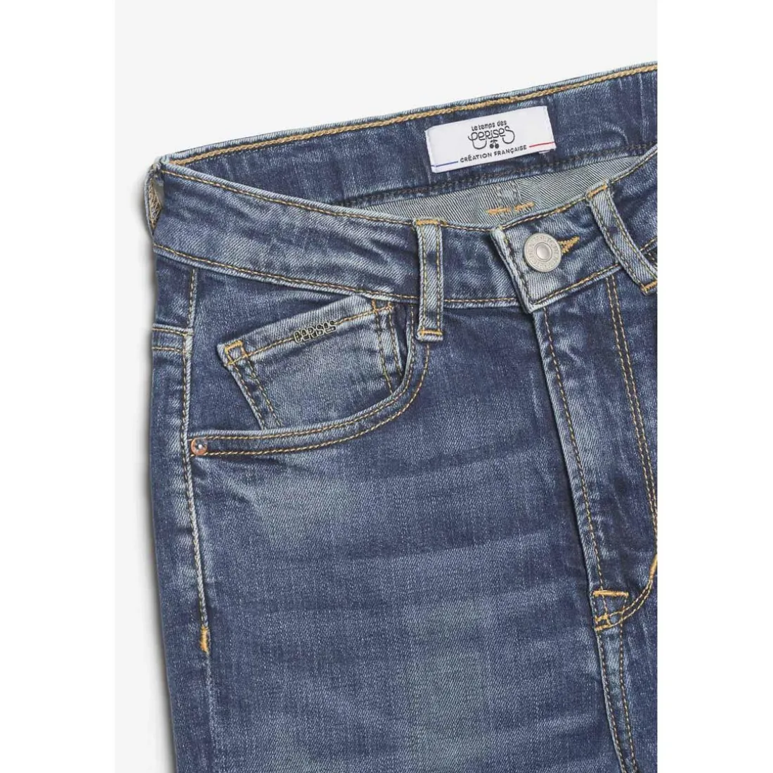 Jeans fille, Basic 400/12 mom taille haute 7/8ème bleu N°2 en coton