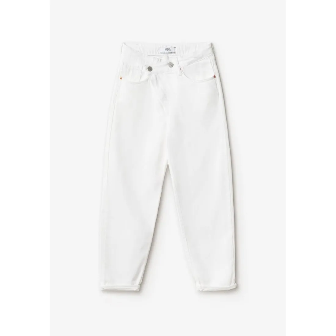 Jeans fille, boyfit COSA, 7/8ème blanc en coton