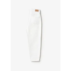 Jeans fille, boyfit COSA, 7/8ème blanc en coton
