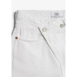 Jeans fille, boyfit COSA, 7/8ème blanc en coton