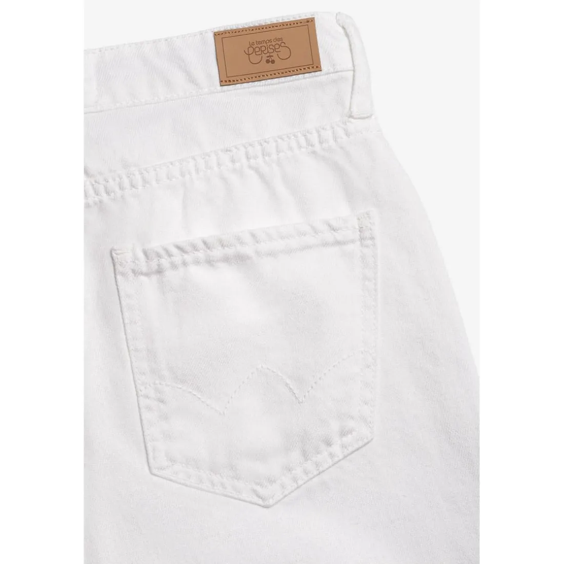 Jeans fille, boyfit COSA, 7/8ème blanc en coton