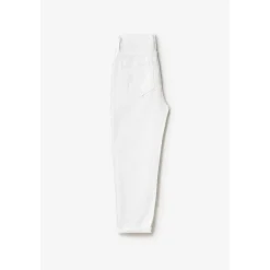 Jeans fille, boyfit COSA, 7/8ème blanc en coton