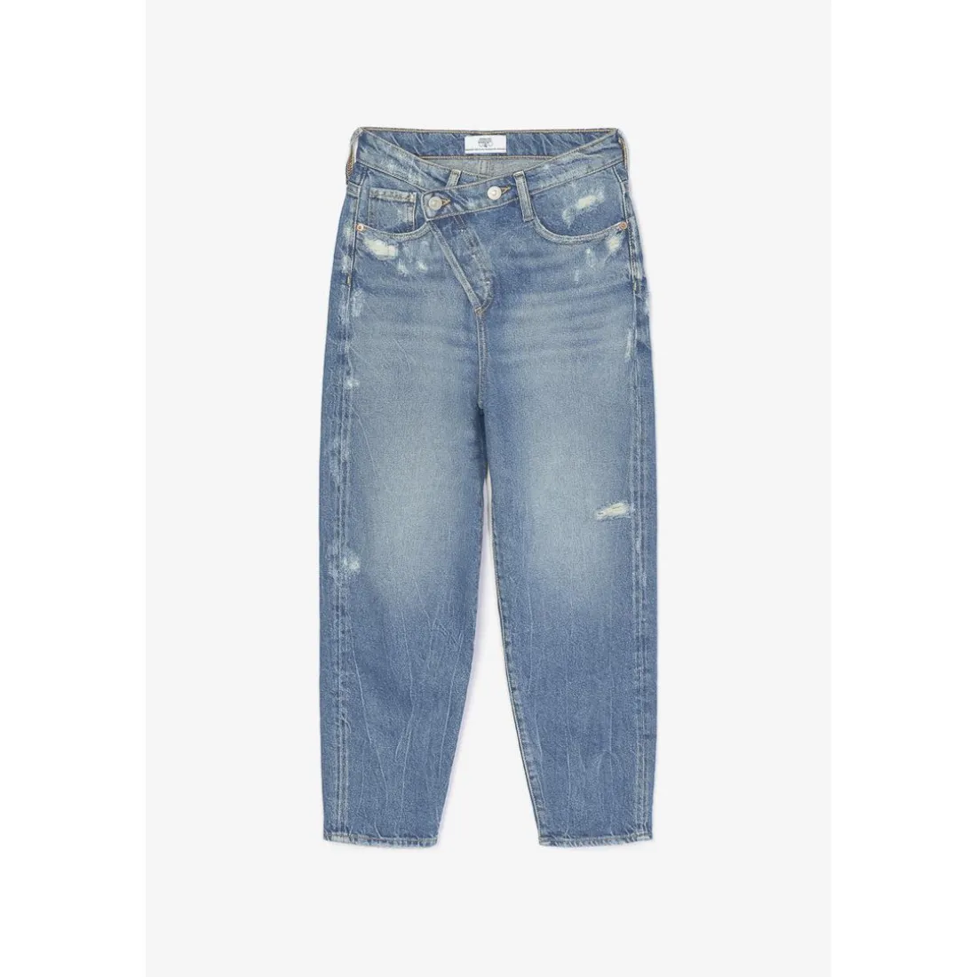Jeans fille, boyfit COSA, 7/8ème bleu en coton