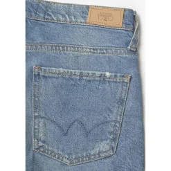 Jeans fille, boyfit COSA, 7/8ème bleu en coton
