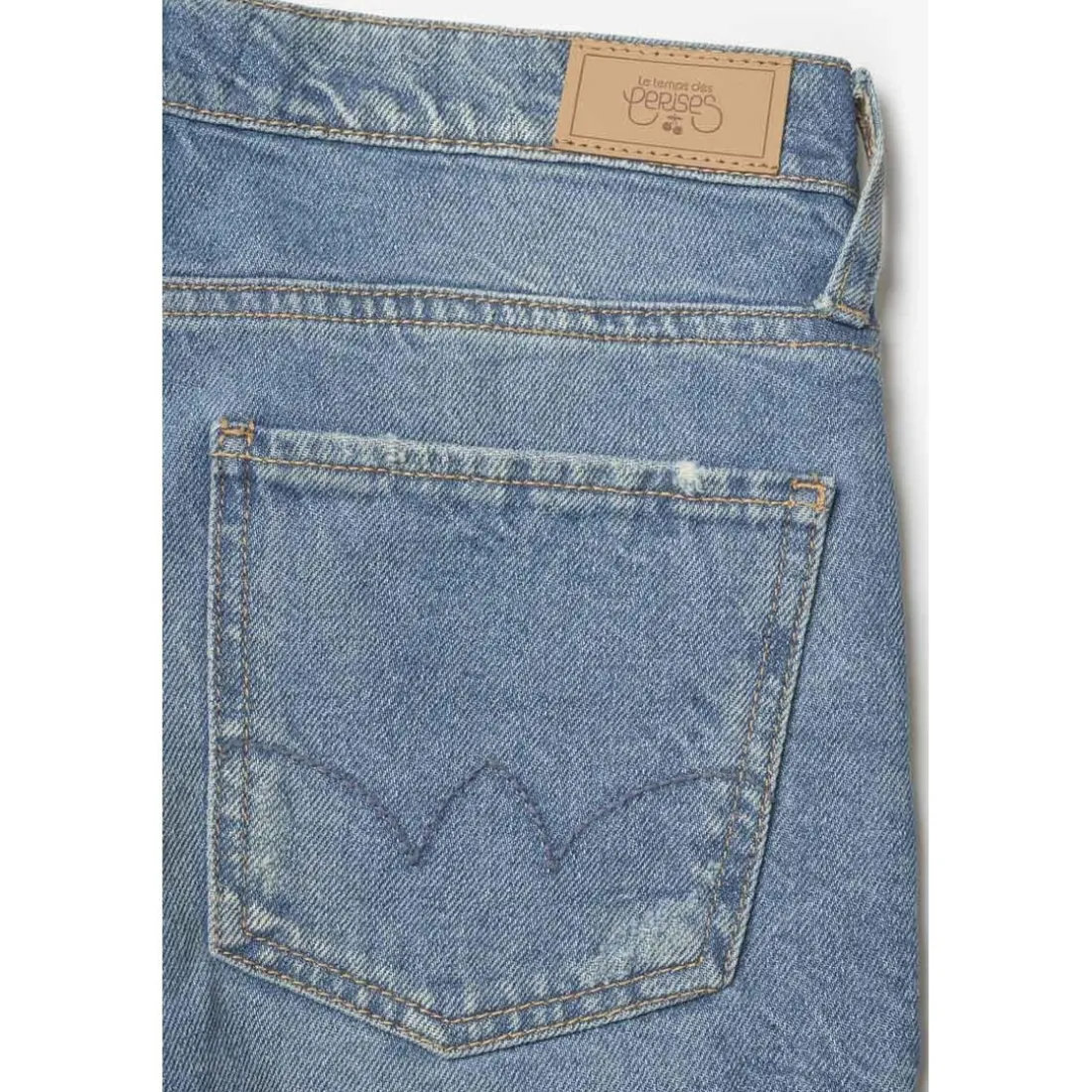 Jeans fille, boyfit COSA, 7/8ème bleu en coton