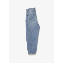 Jeans fille, boyfit COSA, 7/8ème bleu en coton