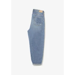Jeans fille, boyfit COSA, 7/8ème bleu en coton