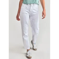 Jeans fille, boyfit LOU THIL, 7/8ème blanc Quin en coton