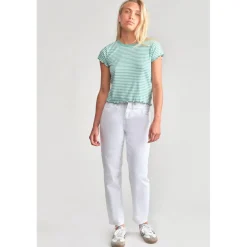 Jeans fille, boyfit LOU THIL, 7/8ème blanc Quin en coton