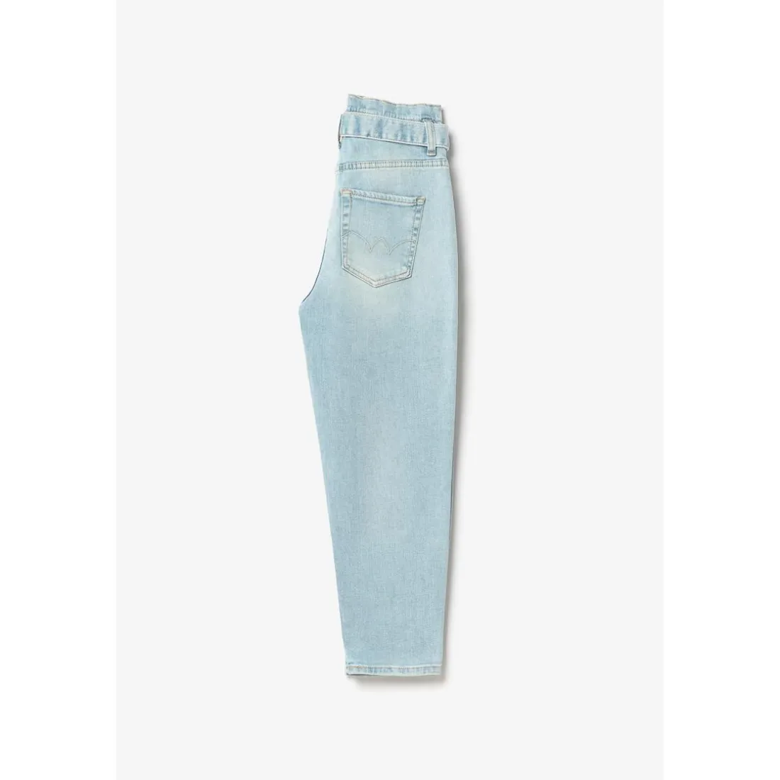 Jeans fille, boyfit MILINA, 7/8ème bleu en coton