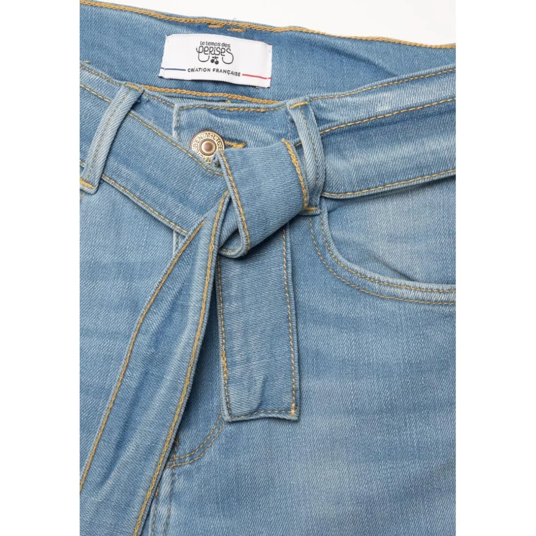 Jeans fille, droit WAVE, 7/8ème bleu