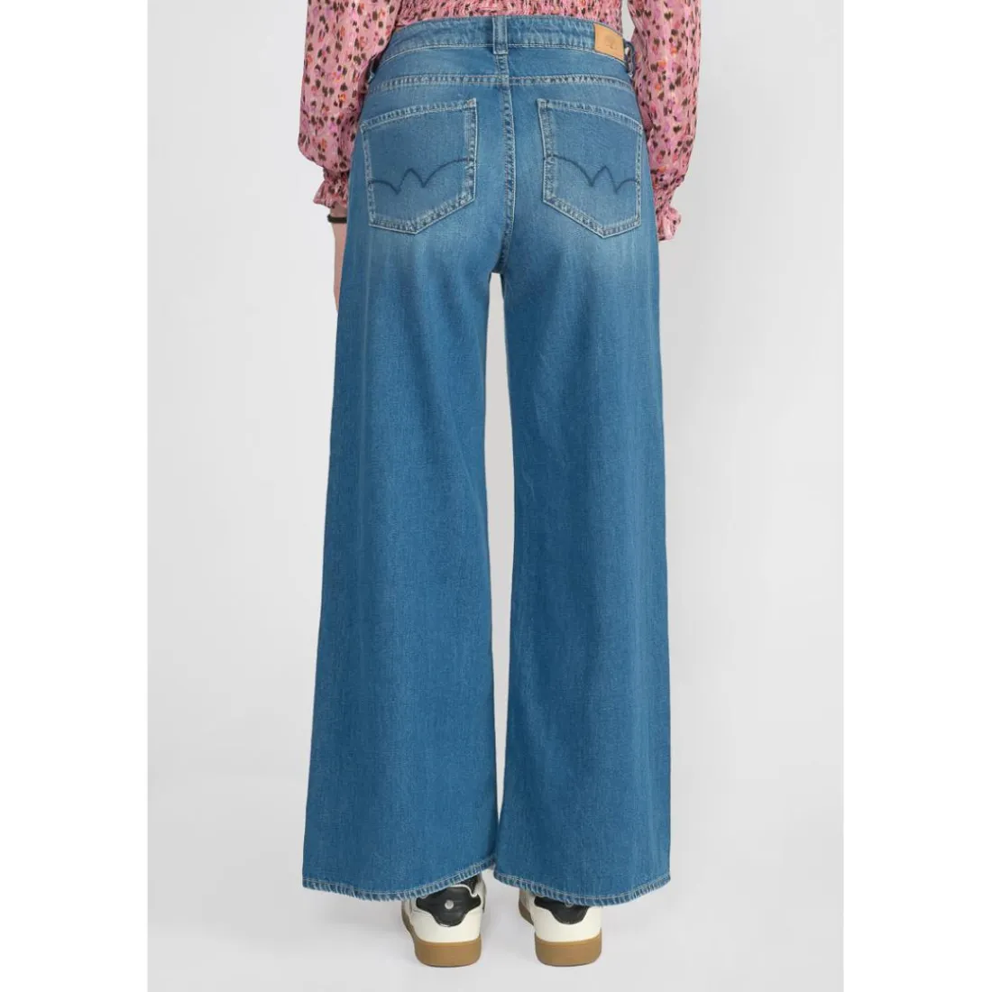 Jeans fille, flare, très évasé, longueur 34 bleu Iris en coton